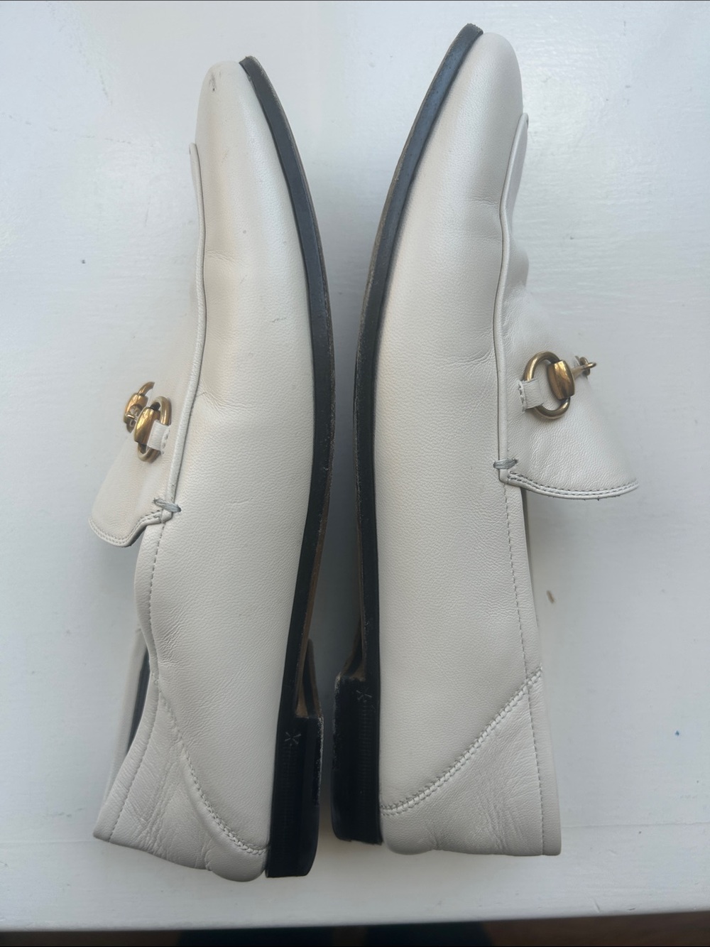 Gucci White Leather Horsebit Loafers - Picture 7 of 7